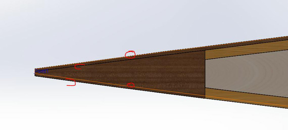 Black lines are aileron outline, orange lines are wing ribs