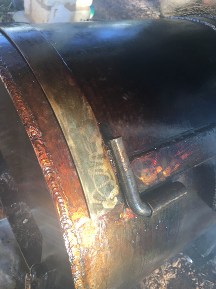 Oil patina on the firebox