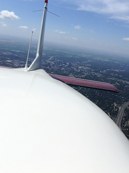 In flight, looking back over Downtown Austin (I risked my phone taking that!)